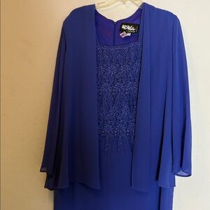 Vintage Ursula of Switzerland Blue Lace Embellished 18